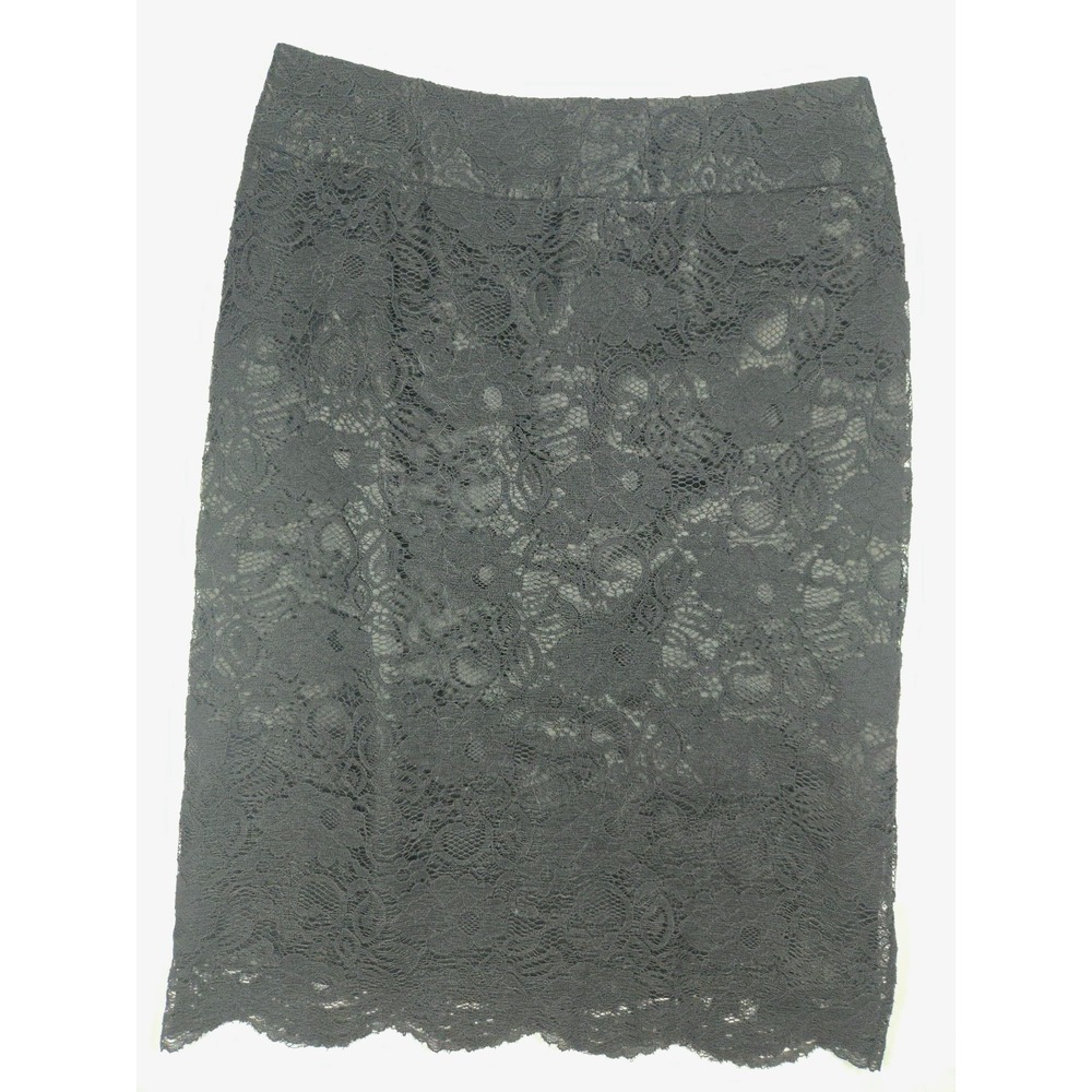 Banana Republic Black Lace Pencil Skirt Size 6 Whimsigoth Gothic Scalloped Hem